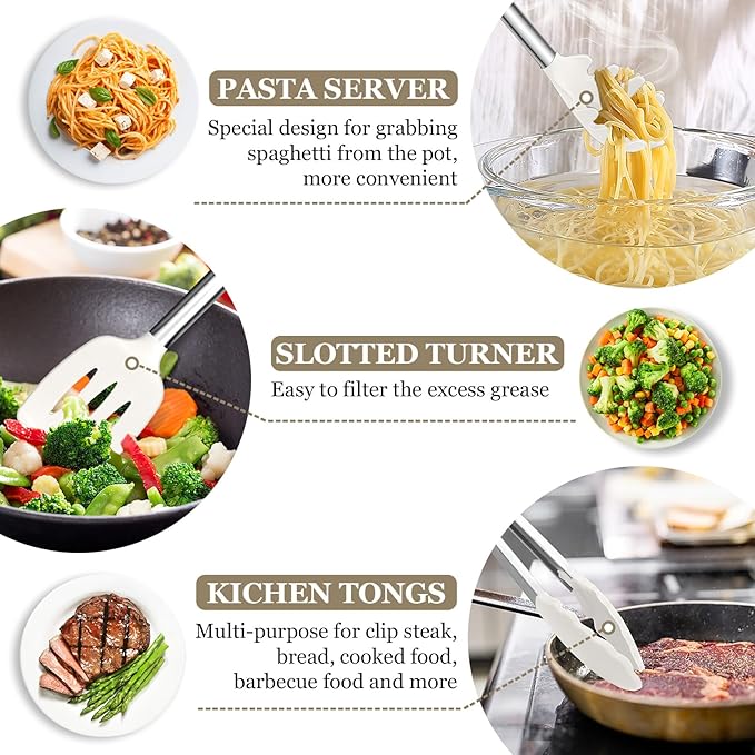 TeamFar Kitchen Utensils, 8PCS Cooking Silicone Utensils Kitchen Tool Kit