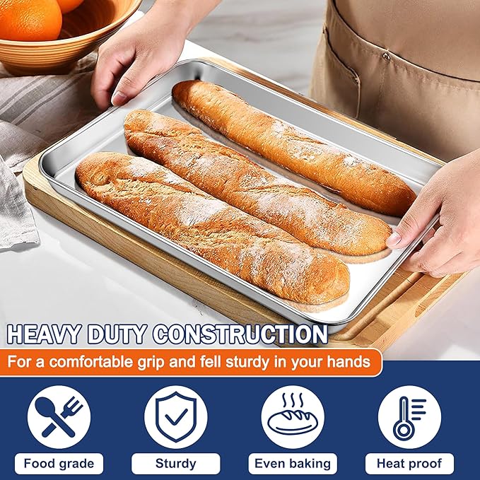 P&P CHEF Baking Sheet Pan, Stainless Steel Cookie Sheet, 12.5 Inch & 1 Pc