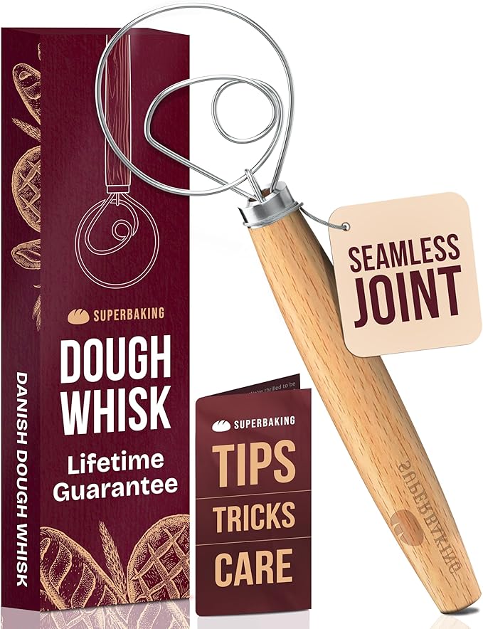 Superbaking 12" Danish Dough Whisk for Bread Mixing