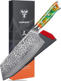 SANMUZUO 7.5" Nakiri Knife - Kitchen Vegetable Cleaver - Japanese Usuba Knife - Hammered Damascus Steel & Resin Handle - YAO Series