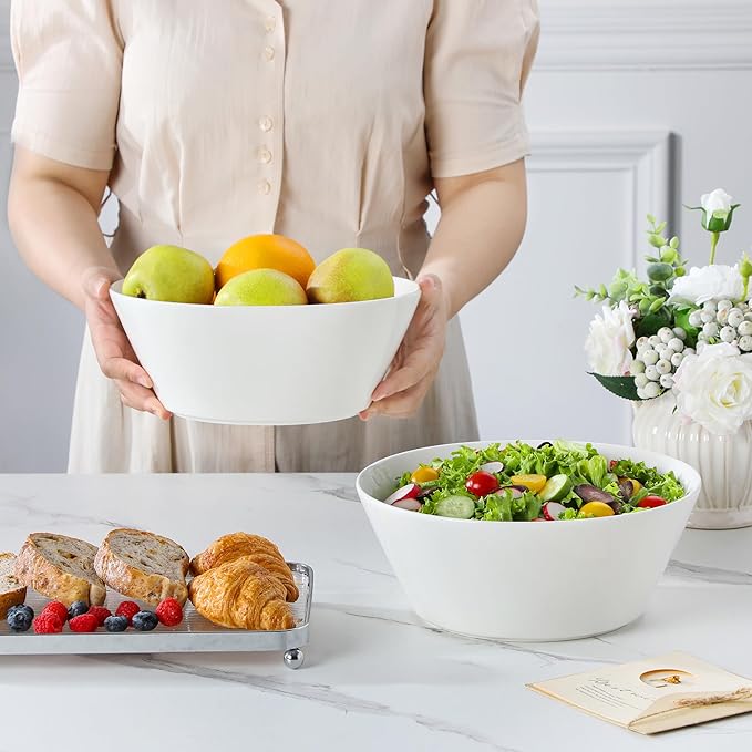 MALACASA 105 OZ Large Serving Bowls Ceramic Salad Soup Bowls Set of 2
