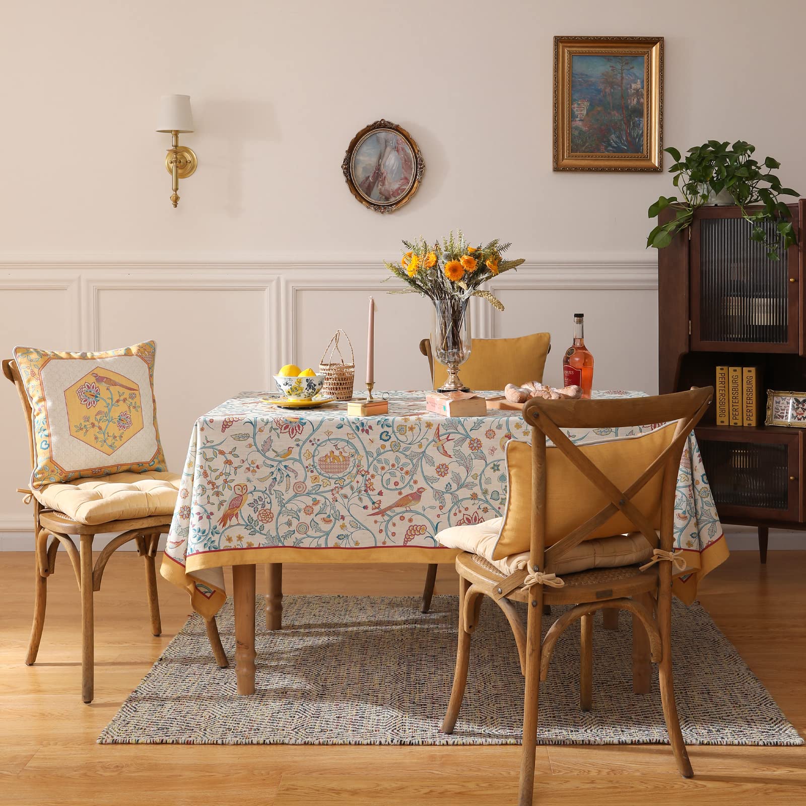 patdrea Vintage French Linen Tablecloth,Square,67"x67"-Magnolia