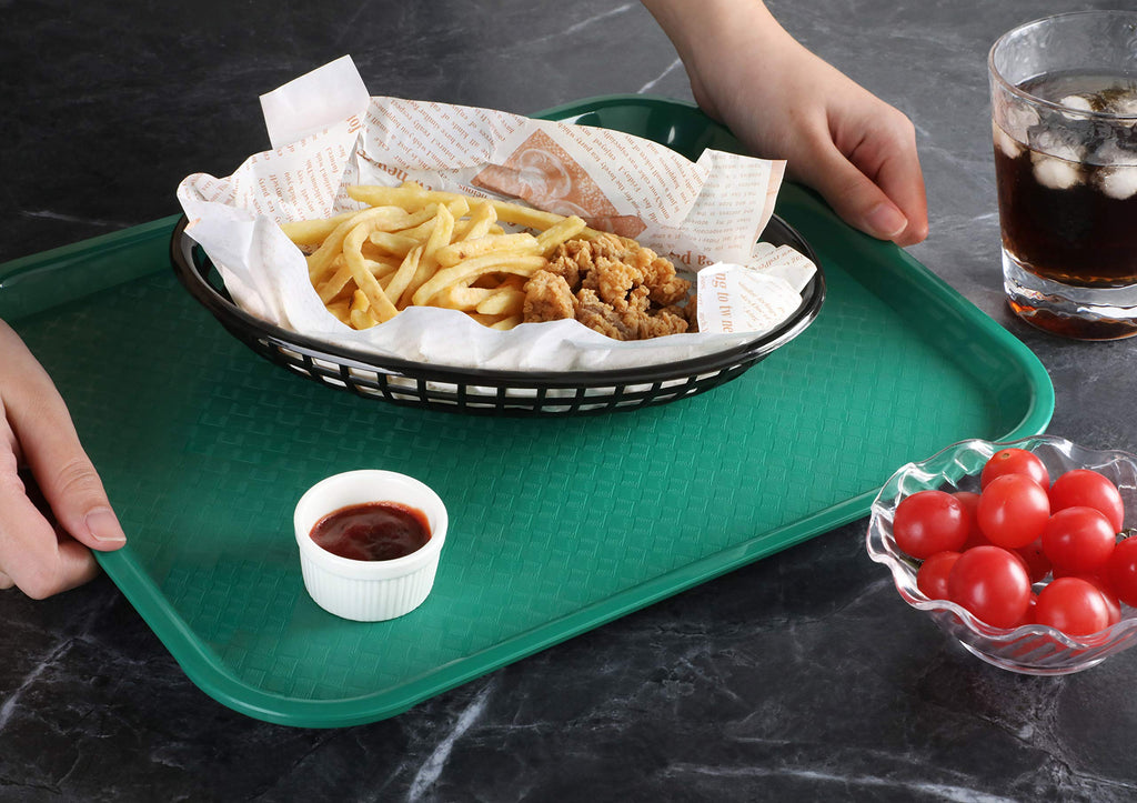 New Star Foodservice Fast Food Tray, Green, 10 x 14 Inch, Set of 12