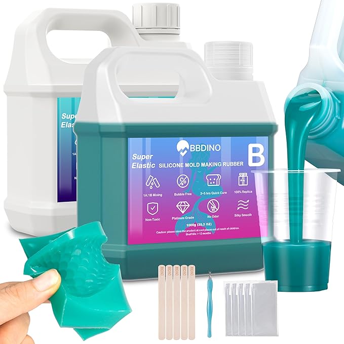 BBDINO Super Elastic Liquid Silicone Mold Making Kit 8A Jade Green 4.4 Lbs