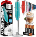 Zulay Kitchen Powerful Milk Frother Wand With Duracell Batteries - Ultra Fast Handheld Drink Mixer - Electric Whisk Foam Maker for Coffee, Lattes, Cappuccino & Matcha - Triple Whisk - Queen Turquoise