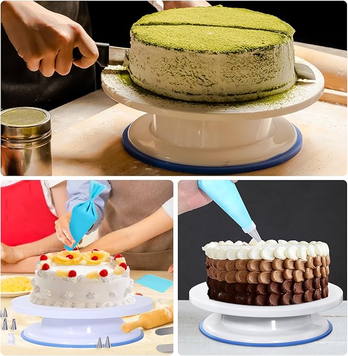 Uten Cake Decorating Supplies Kit 60pcs, with Turntable Cupcake Stands
