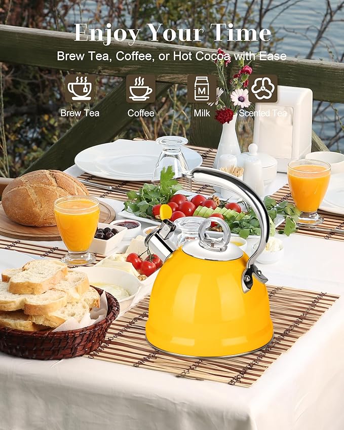 Harriet Tea Kettle Stovetop, 2.5 QT Whistling Stainless Steel Teapot