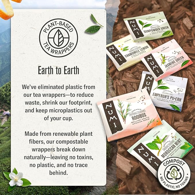 Numi Organic Green Tea with Jasmine, 100 Green Tea Bags with Real Jasmine