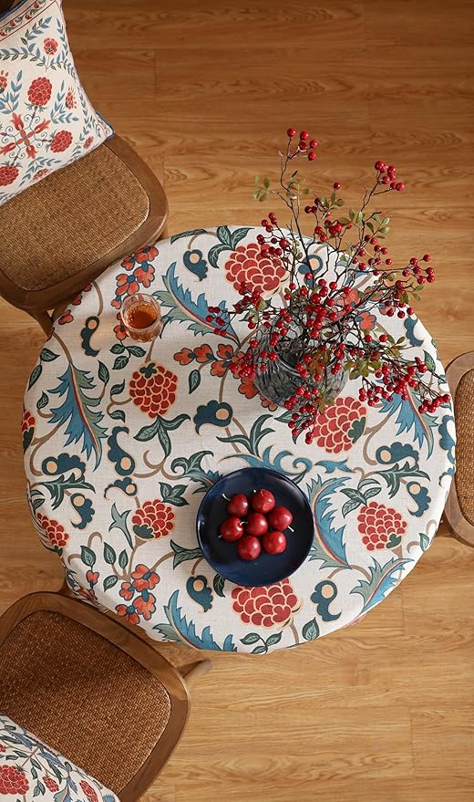 patdrea Elegant French Linen Tablecloth,Round,Diameter 67"-Puno