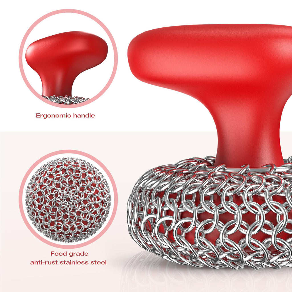 Cast Iron Scrubber Dish Scrub Brush 316 Chainmail Scrubber for Cast Iron