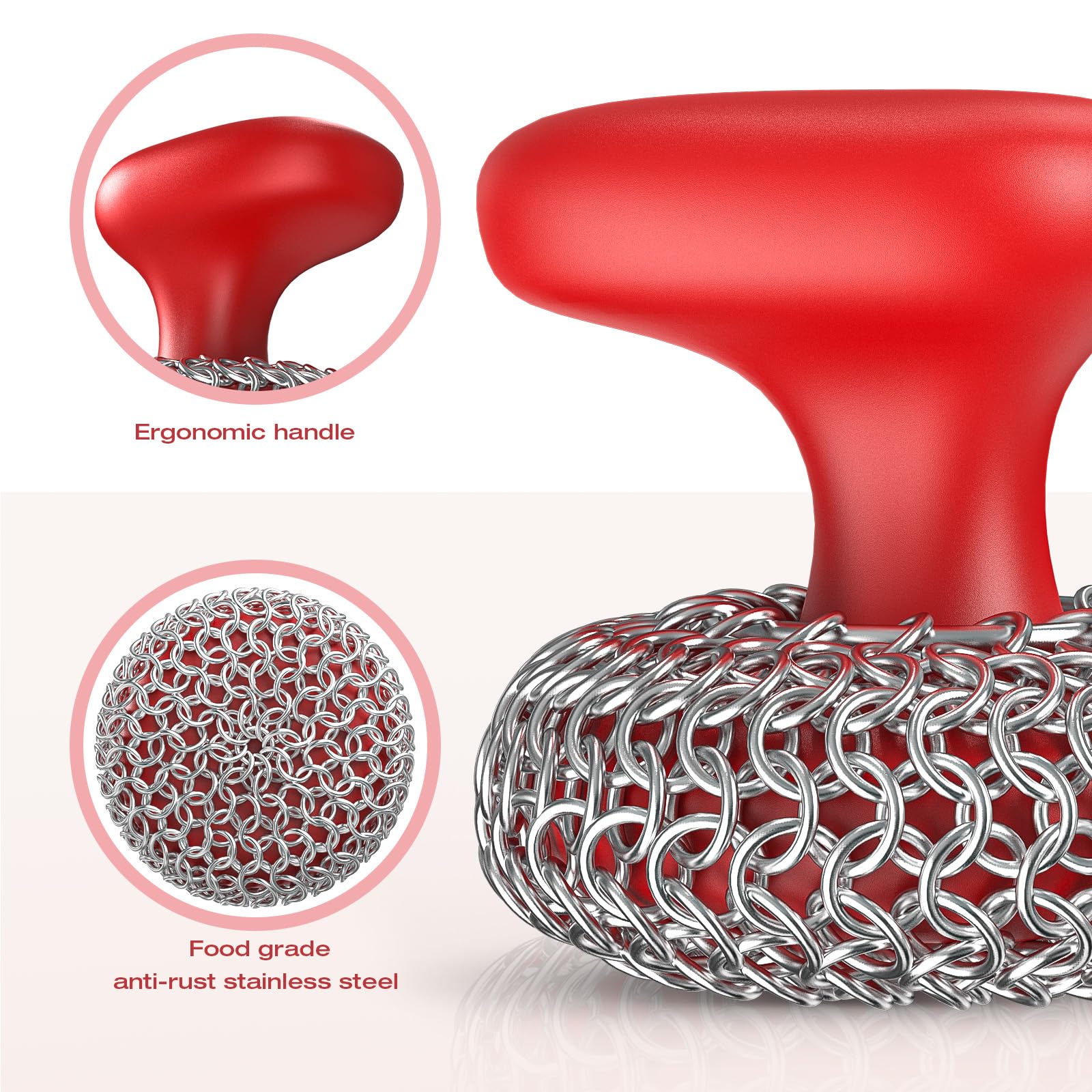 Cast Iron Scrubber Dish Scrub Brush 316 Chainmail Scrubber for Cast Iron