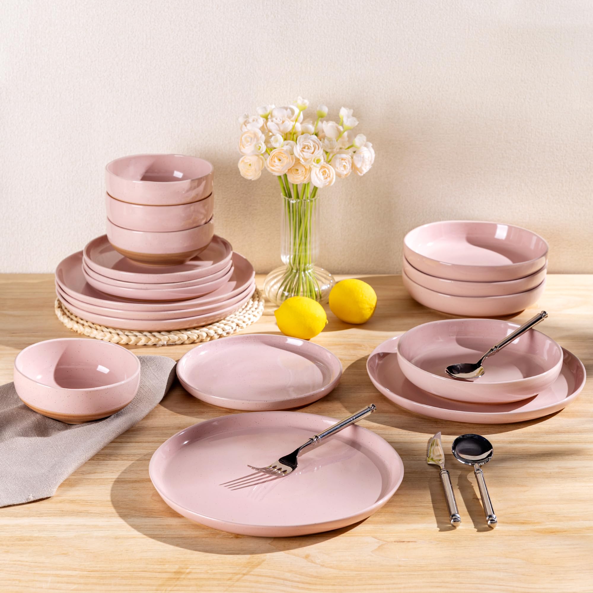 AmorArc Dinnerware Sets for 8, 24 Pieces Ceramic Plates and Bowls Set