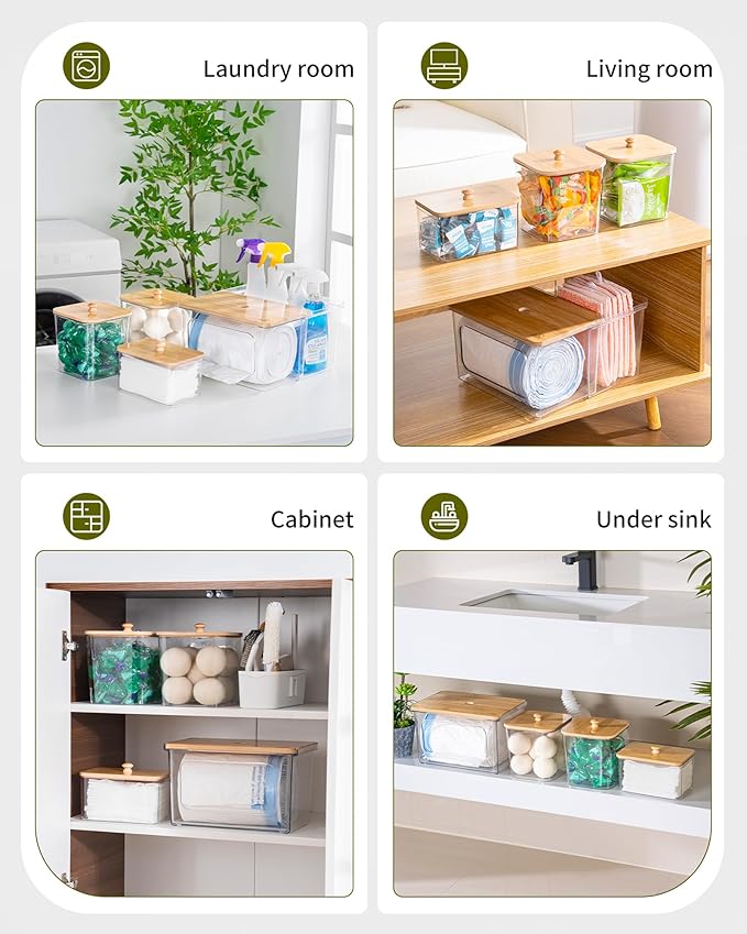 iCASA Trash Bag Dispenser Dishwasher Pods Container Under Sink Organizer