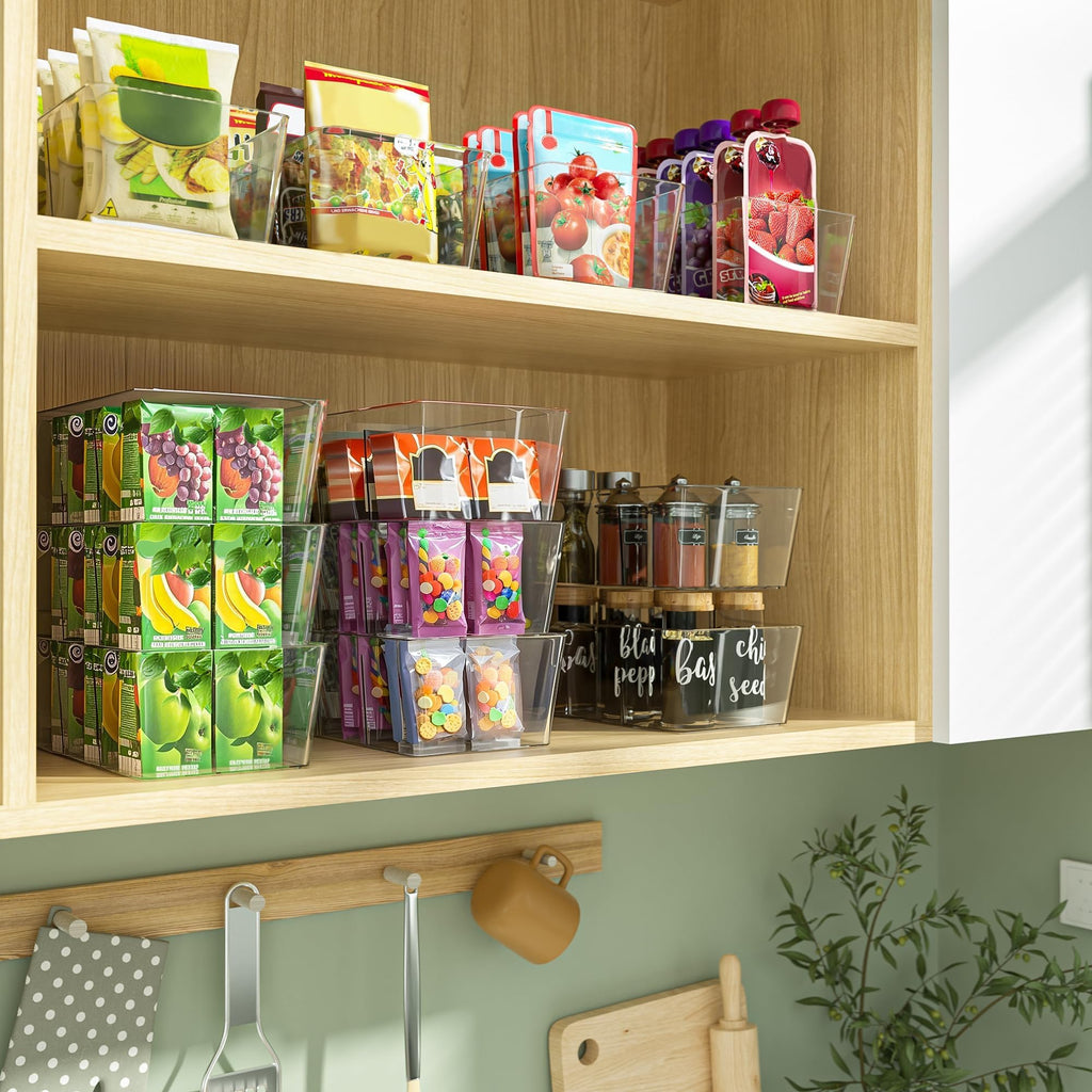 BALEINE Clear Plastic Storage Bins with 3 Removable Dividers, Pantry Organization, BPA Free Stackable Refrigerator Organizers and Storage for Kitchen Fridge Cabinet Bathroom (10.5x6.1x3.5, 4PK)