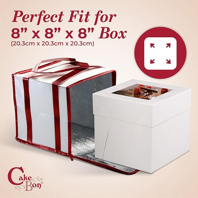 Cakebon 8" Insulated Cake Bag with Ice Pack Cooler Carrier 1Pack