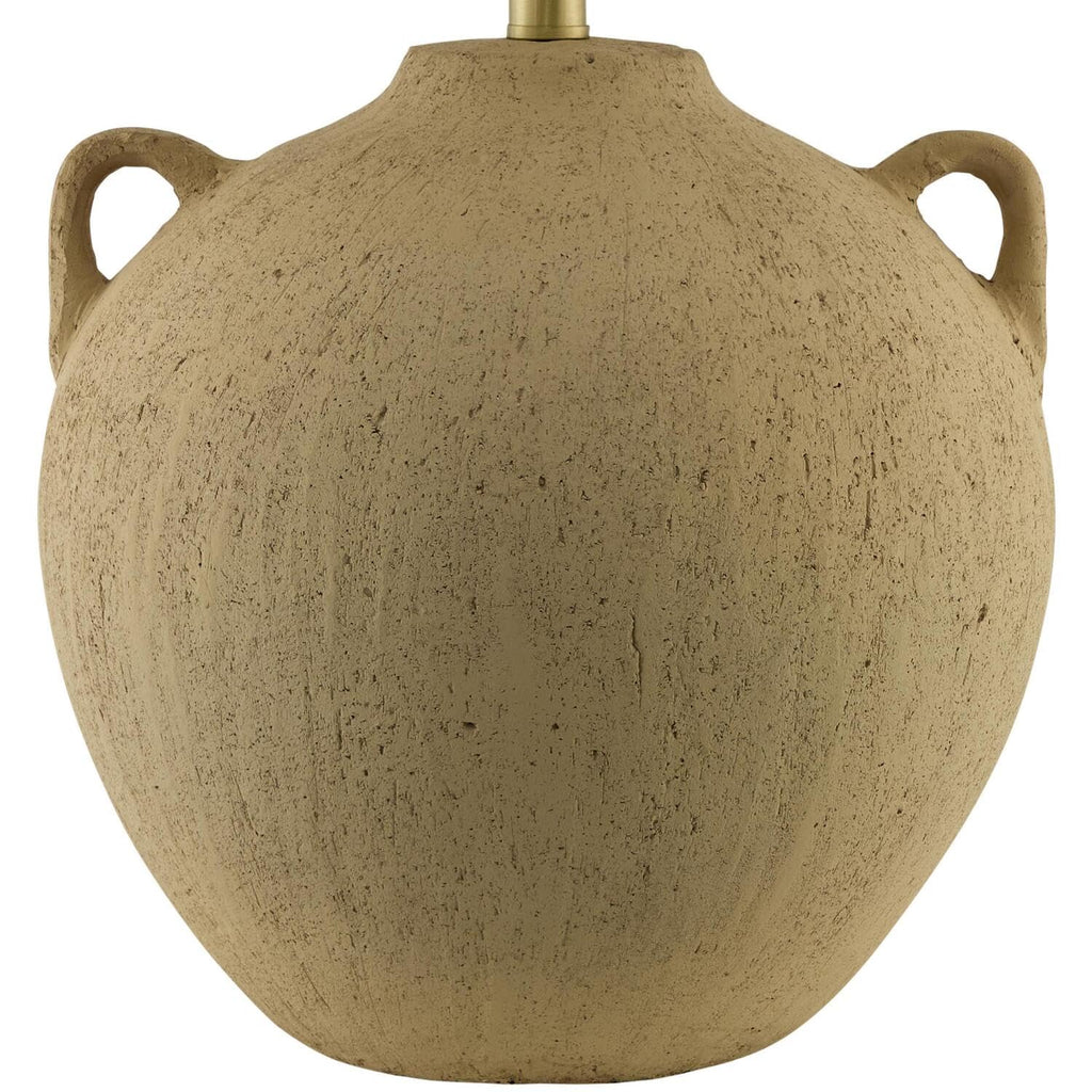 Livabliss x Galey Alix Araya Vintage Clay Jar Table Lamp, 22" H x 22" W x 22" D, Tan