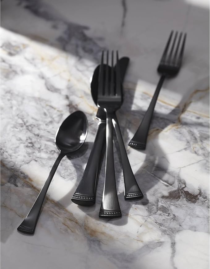 Lenox Portola Black Satin 20-Piece Silverware Set for 4, Flatware
