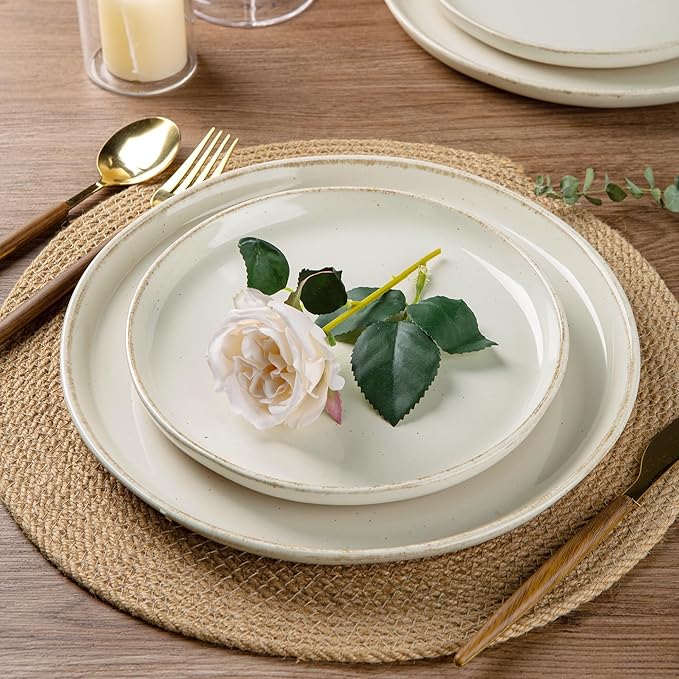 AmorArc Dinnerware Sets for 4, 12 Pieces Ceramic Plates and Bowls Set