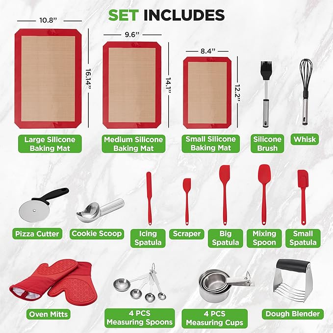 NutriChef 23 Pc Baking Utensils Set, Includes Measuring Cups, Mittts & More