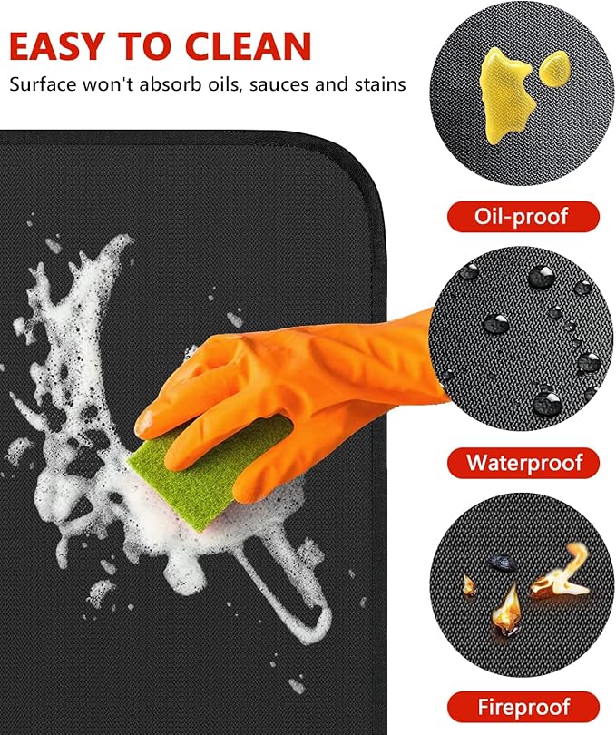 Protebox 75 x 40 inch Under Grill Mats for Outdoor Grill, Double-Sided Fireproof Deck and Patio Protector Mat, Waterproof Oil-Proof BBQ Floor Pad Indoor Fire Pit Fireplace Mat