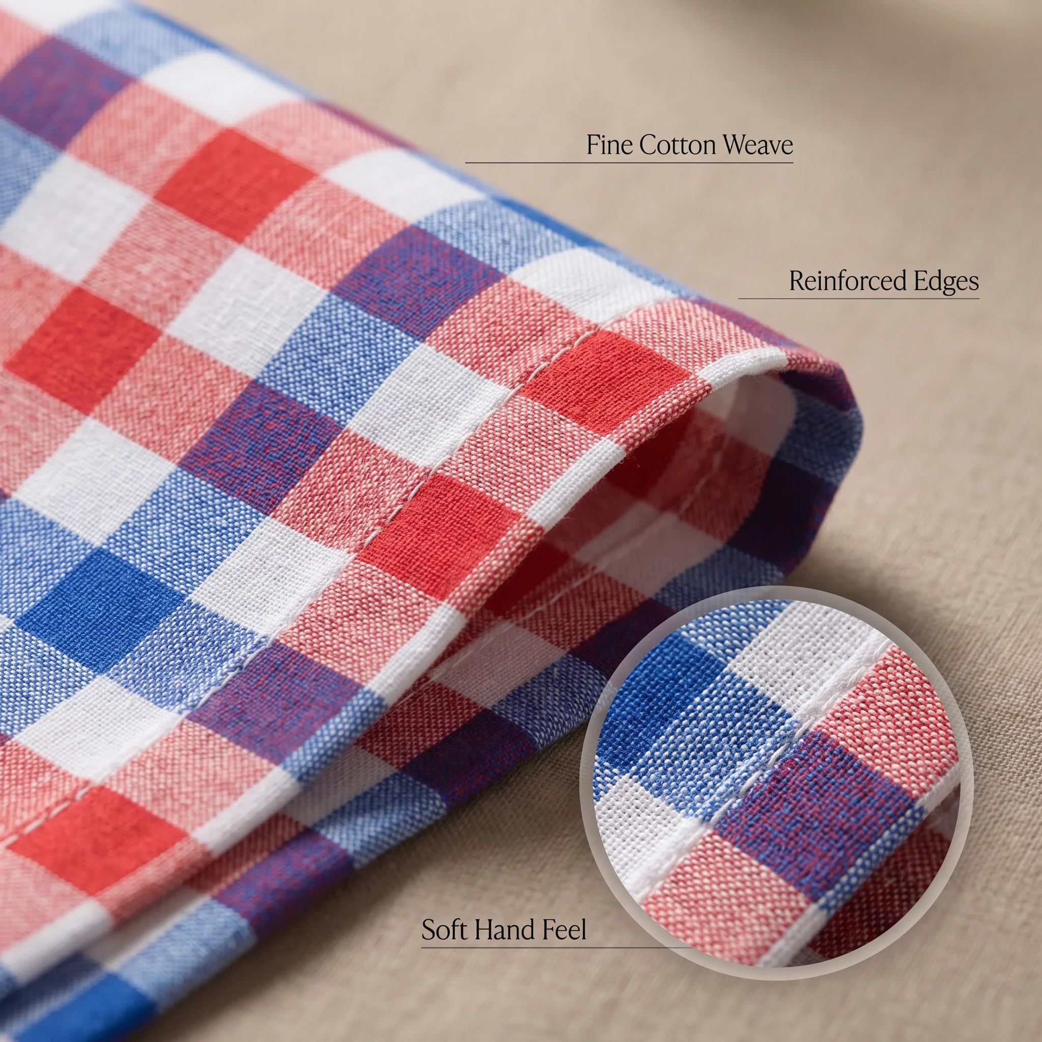 Urban Villa Cloth Napkins July4th 20x20 (Set of 12) Red/Blue