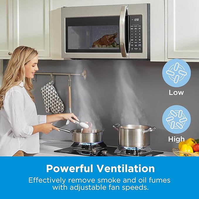 Midea Over the Range Microwave Oven, 1.7 Cu.Ft, 1000W, Stainless Steel