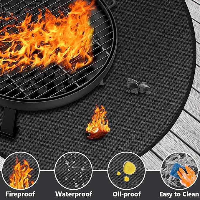 Youlvy 36" Round Fire Pit Mat for Solo Stove Bonfire & Under Grill Mat