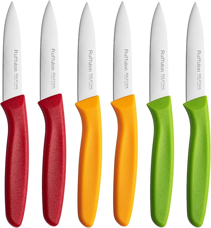 Ruffulon Paring & Fruit Knives Set of 6, Stainless Steel Sharp Blades.
