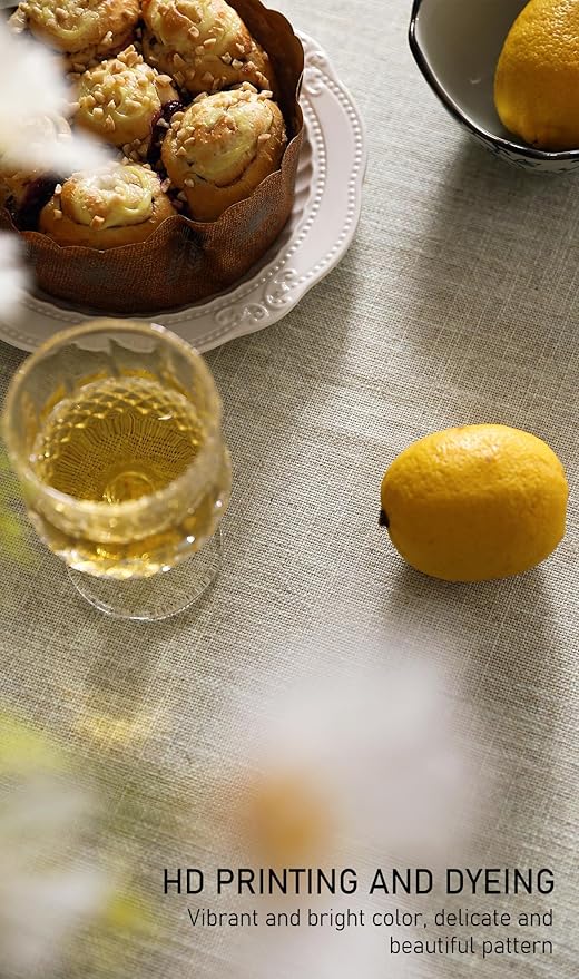 ISAENNE Designer Linen Rectangular Tablecloth,71"x55"-Segerman B
