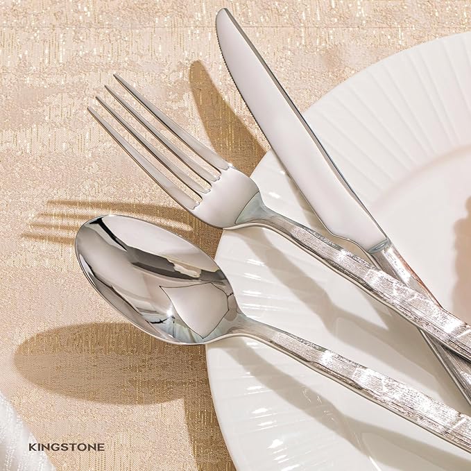 KINGSTONE 20-Piece Silverware Set, 18/10 Stainless Steel Flatware Set for 4