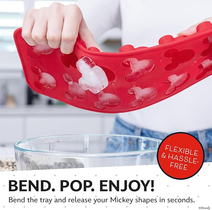 Disney Mickey Silicone Ice Cube Tray, 2-Pack 5"x12.5", BPA-Free