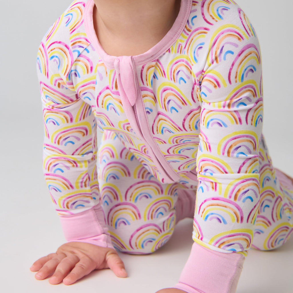 Little Sleepies Baby Pajamas, Pastel Rainbows, 0-3M