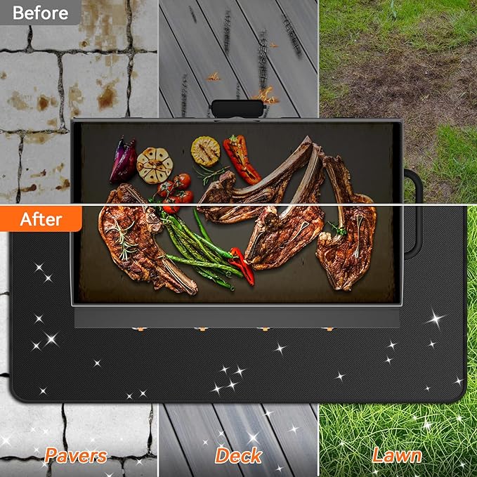 rumlick 48x30 inches Large Under Grill Mats for Blackstone, Double-Sided Fireproof Outdoor Grill Protective Mat, Oilproof Waterproof BBQ Fire Pit Fireplace Mat
