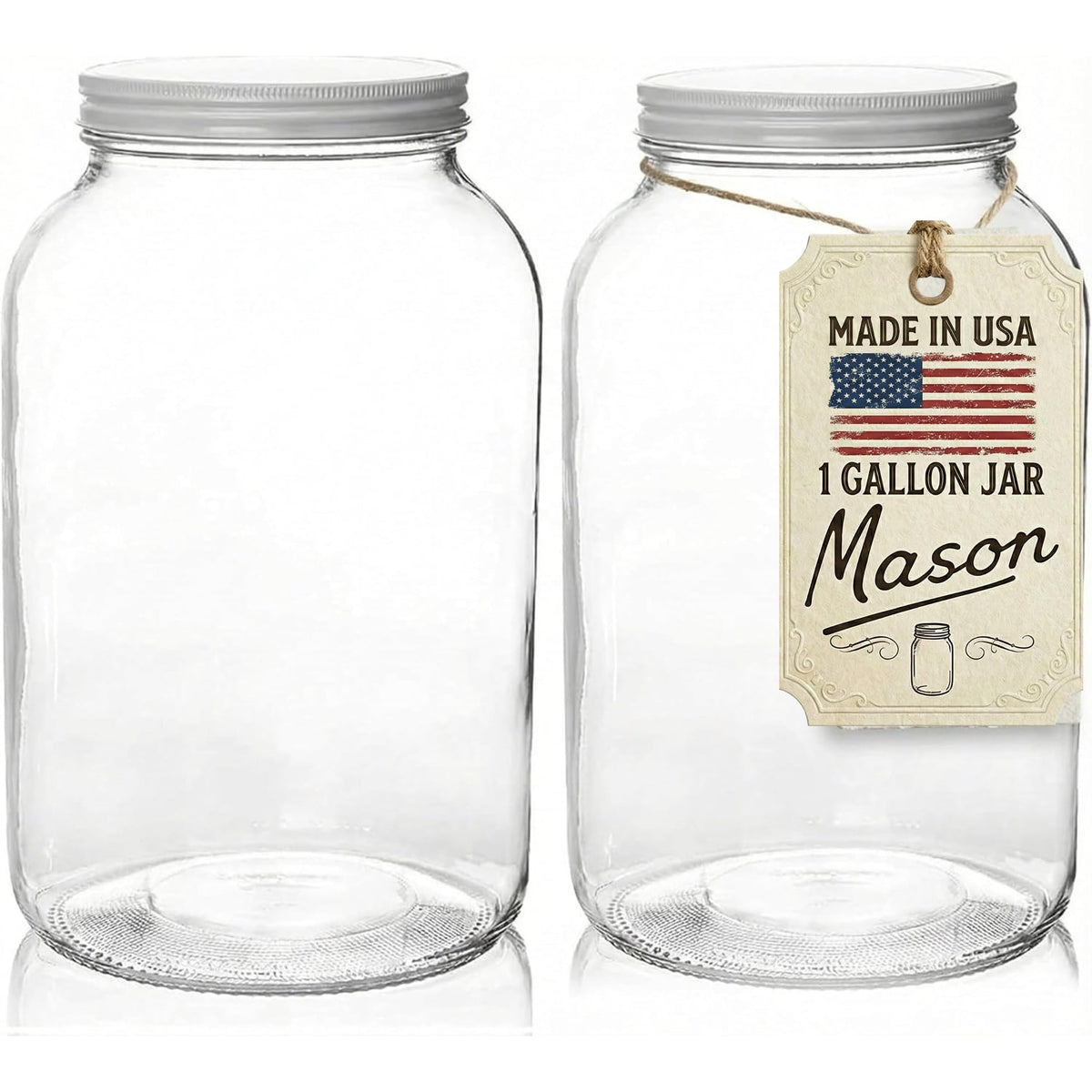 kitchentoolz 1 Gallon Glass Jar with Lid – Gallon Mason Wide Mouth Large Glass Jar for Fermenting, Pickling, Canning, Fermentation Jar, Kombucha, and Food Storage – 1 Gallon Jar Made in USA