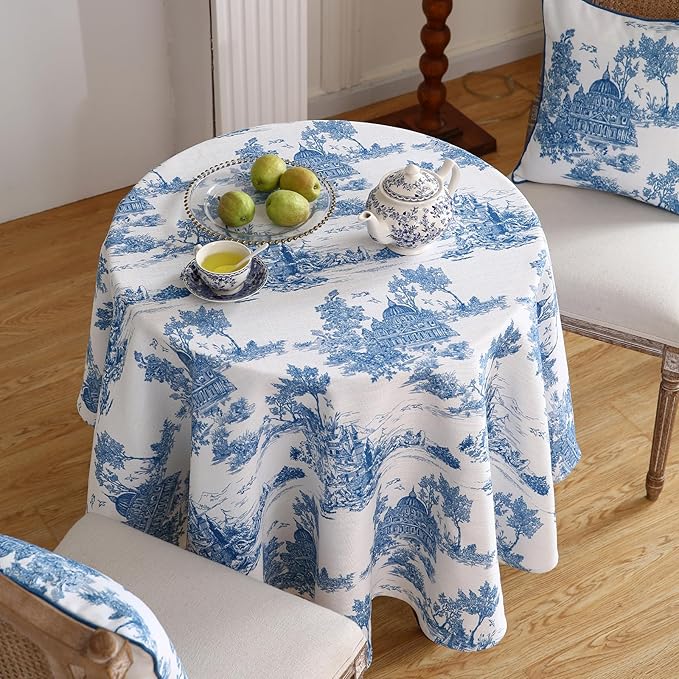 patdrea Elegant French Linen Tablecloth,Round,Diameter 67"-Lucerne A