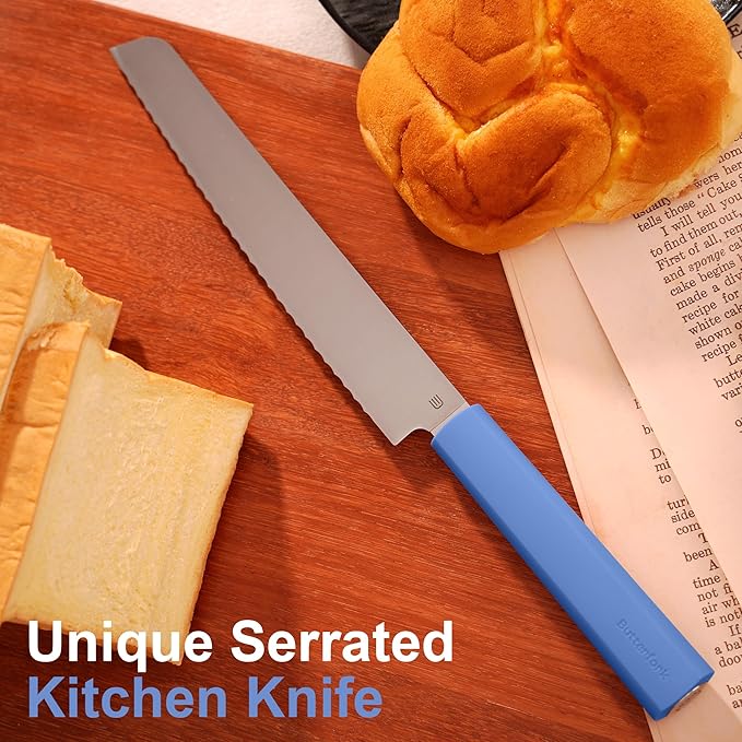 7.5" Serrated Bread Knife for Homemade Bread, Razor Sharp AR-RPM9 Steel & Innovative Wavy Edge, Professional Serrated Knife for Sourdough Bread Cake, Gift Box for Baker Home Chefs
