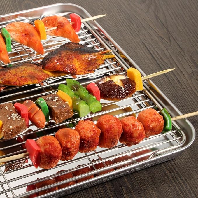Baking Sheet with Rack Set, Stainless Steel Cookie Sheet with Cooling Rack