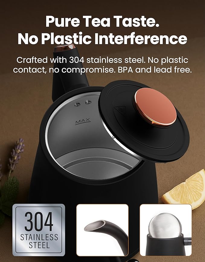 Viante Electric Gooseneck Kettle 0.8L, Pour Over Coffee & Tea, Temp Control