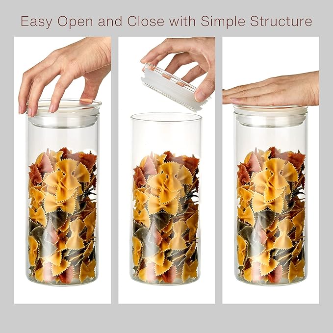ZENS Glass Spaghetti Storage Container, 65oz Tall Glass Jars Set of 2