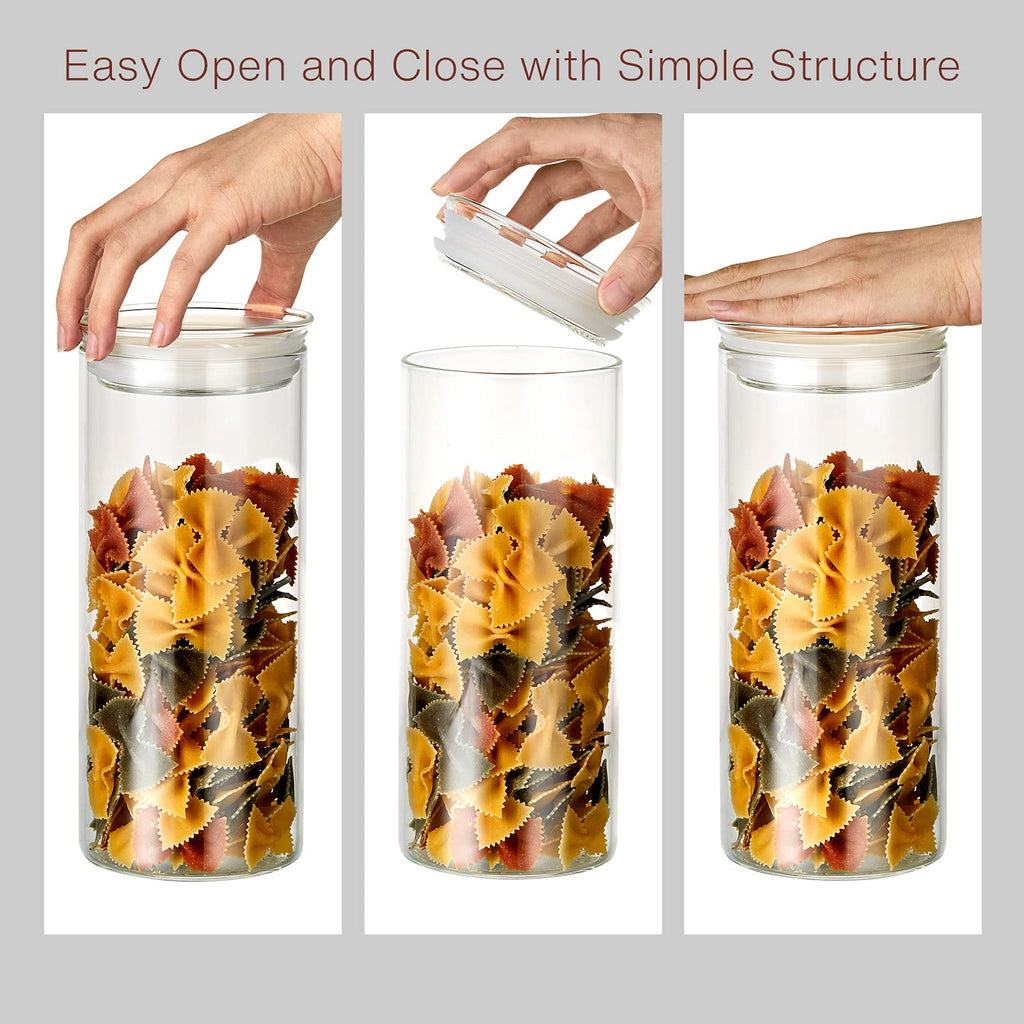 ZENS Glass Spaghetti Storage Container, 65oz Tall Glass Jars Set of 2