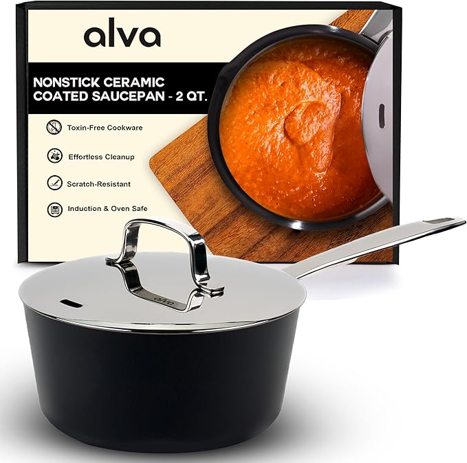 Alva Maestro 2-Quart Ceramic Nonstick Saucepan with Lid