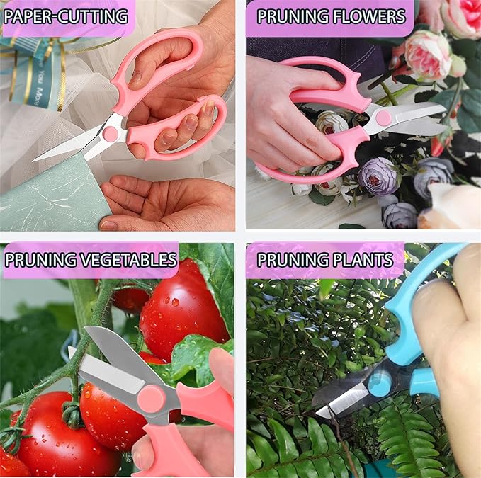 WGEGO 3 PCS Garden Flower Scissors, Stainless Steel Floral Shears