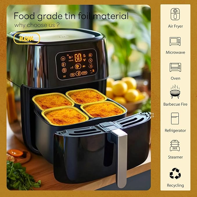 NPLUX Square Pans with Lids, 50 Pack Black Gold for Dessert Displays