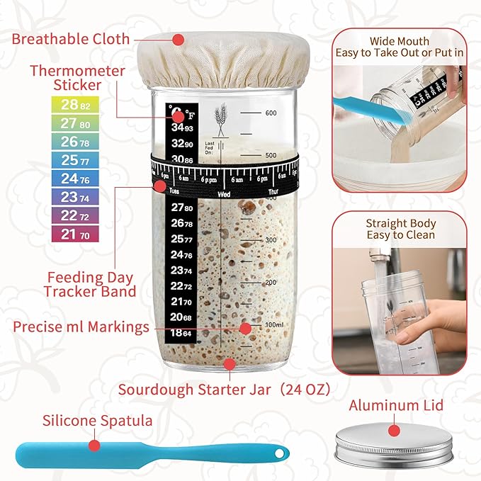 PeacePeo Sourdough Kit, 11'' Oval and 10'' Round Cotton Rope Bread Baskets