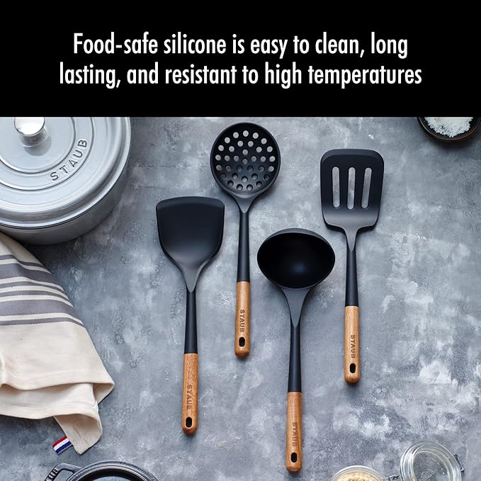 Staub Silicone Spatula, Cooking Utensil, Non-Stick, Black