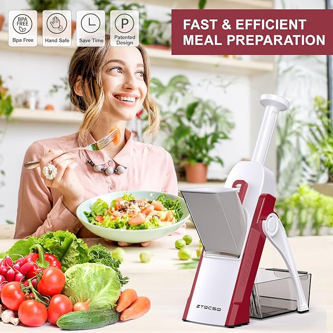 5 in 1 Adjustable Safe Mandoline Slicer for Kitchen with Paring Knife
