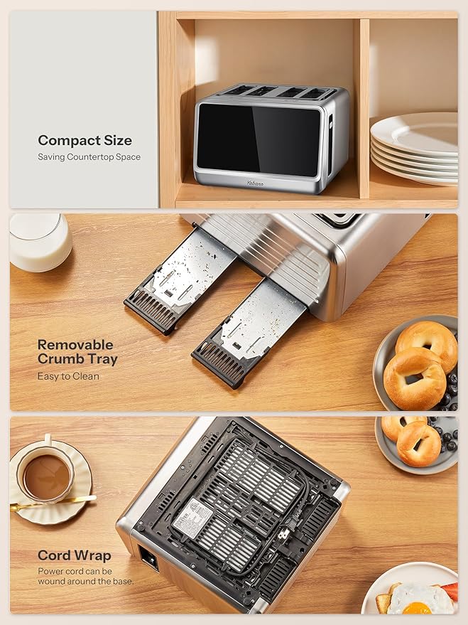 Yabano 4-Slice Toaster Smart Touch Control with Extra Wide Slots