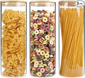 SHOWIN 73oz Glass Pasta Storage Jars, Tall Glass Jars with Bamboo Lids, Spaghetti Container, Set of 3, Kitchen Storage Containers for Pasta, Pantry Organizers