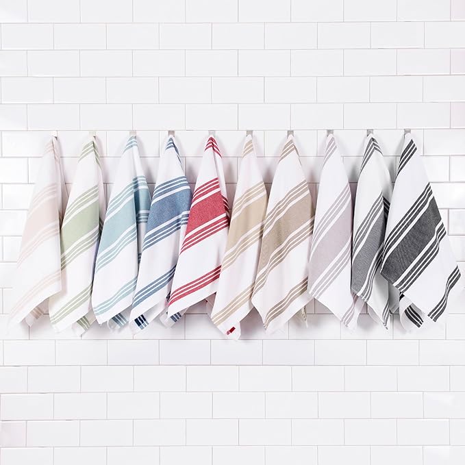 All-Clad Dual-Purpose Kitchen Towels: Highly Absorbent - 100% Cotton, 17"x30" Dish Towels for Cleaning & Drying Dishes & Glassware, 3-Pack, Almond