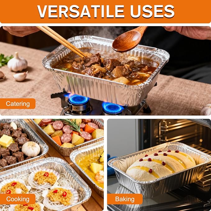 30 Pack 1 Lb Aluminum Foil Pans, Heavy Duty Disposable Aluminum Pans